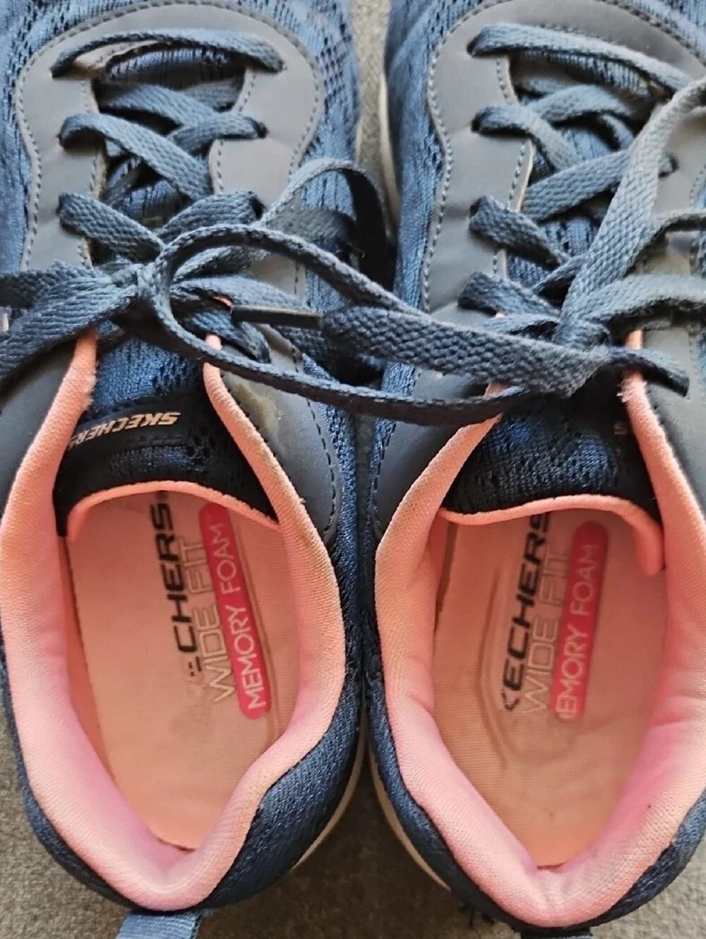 Skechers Dynamight 2.0 Homespun Navy Pink Mesh Sneakers Women’s 8.5 Wide